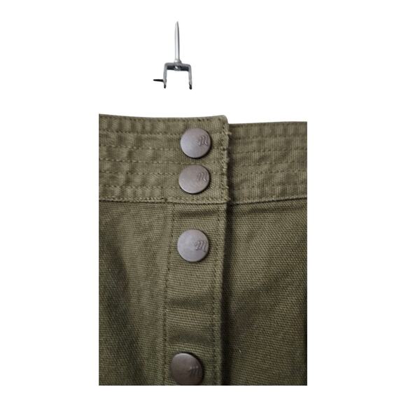 MADEWELL Raw Hem A-Line Mini Skirt Olive Green Snap Closure Pockets Size 6 - Picture 3 of 8